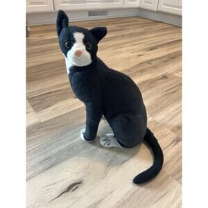 Tiger Tale Toys 14" Black White Tuxedo Cat Stuffed Animal Plush Realistic Kitty
